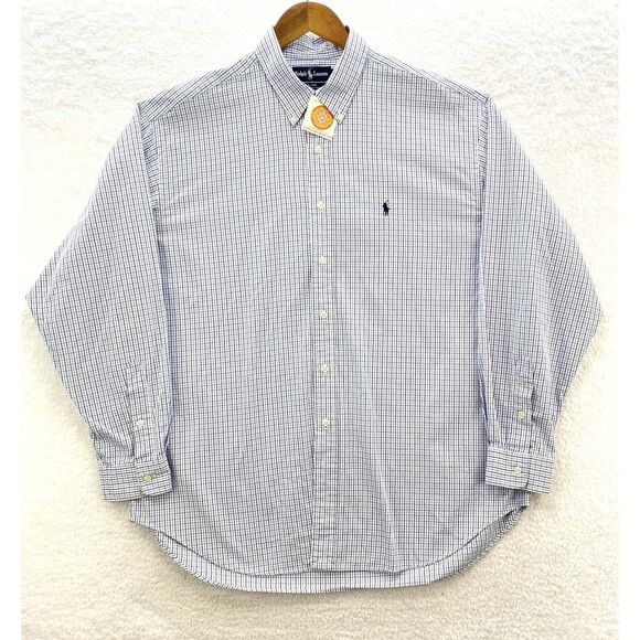 Ralph Lauren Blake Shirt Mens XL Blue Flannel Plaid Preppy Corpcore Button Down - Picture 3 of 15